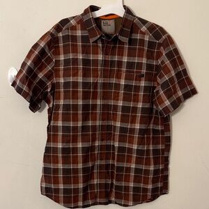 5.11 Tactical Men's Casual Plaid Shirt - Brown and White